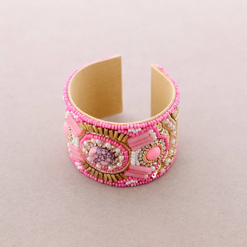 Bracelet ajustable en perles ethniques: Bleu