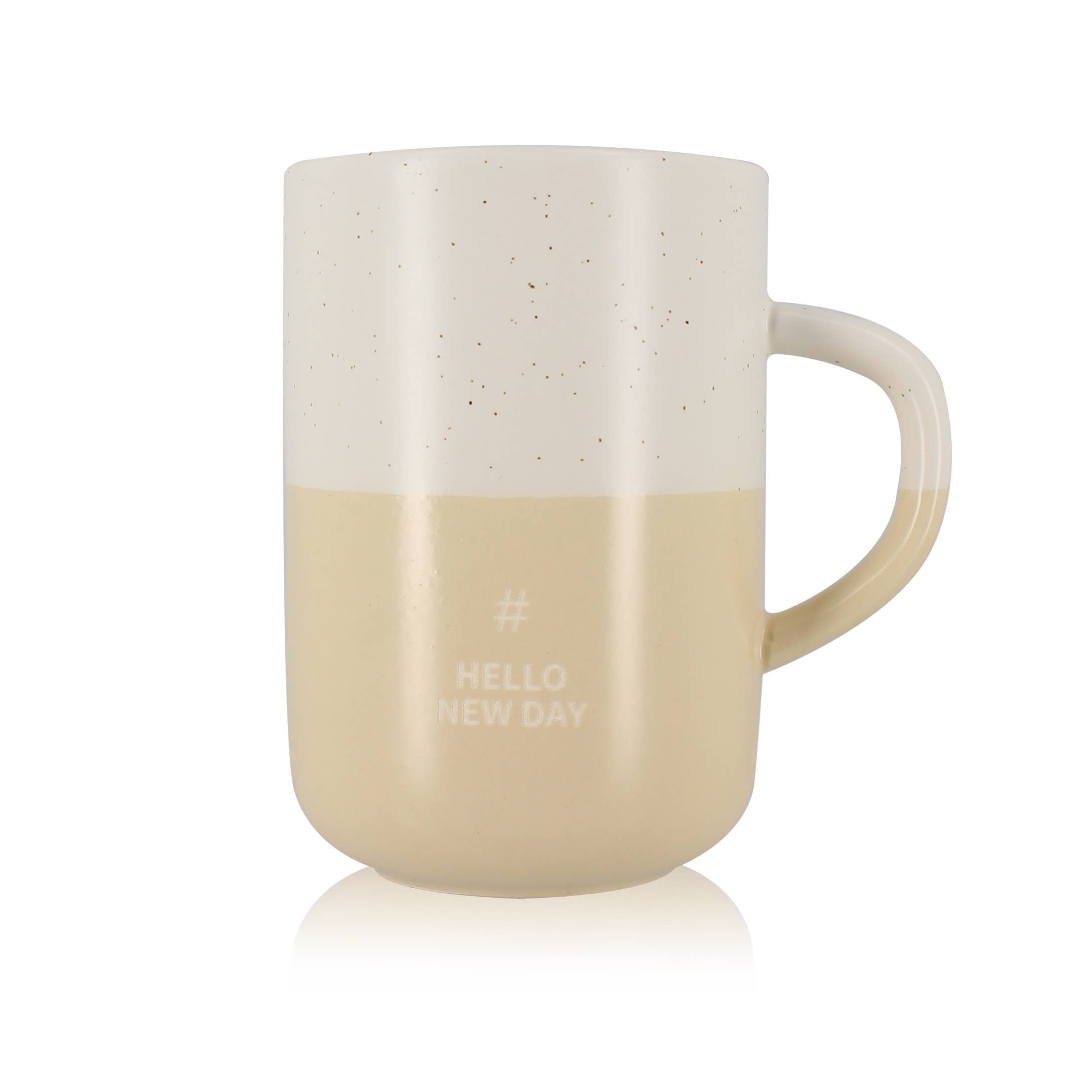 Mug à message 'hello new day' 580ml en grès bicolore