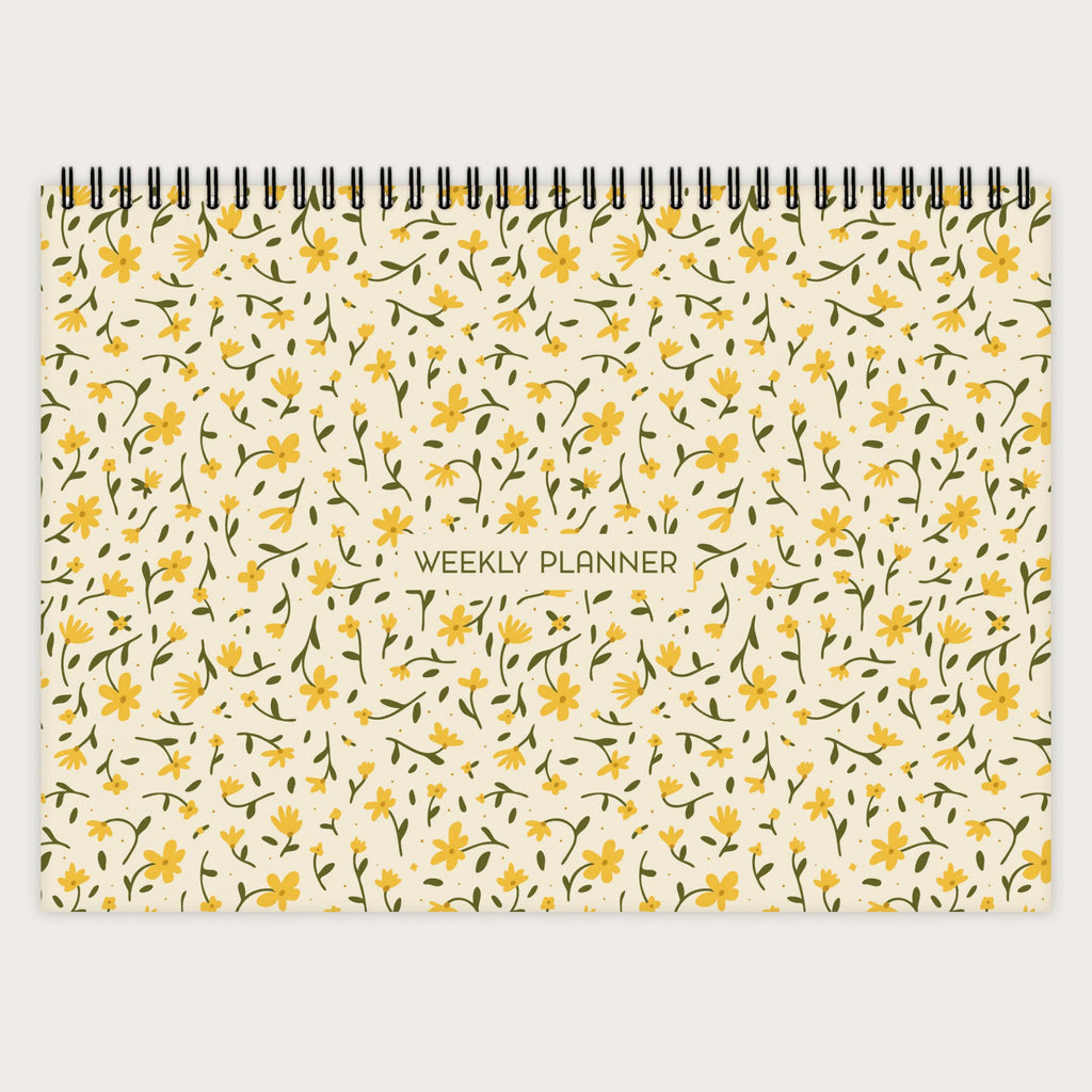 Agenda hebdomadaire A4 à motif floral bohème n° 1