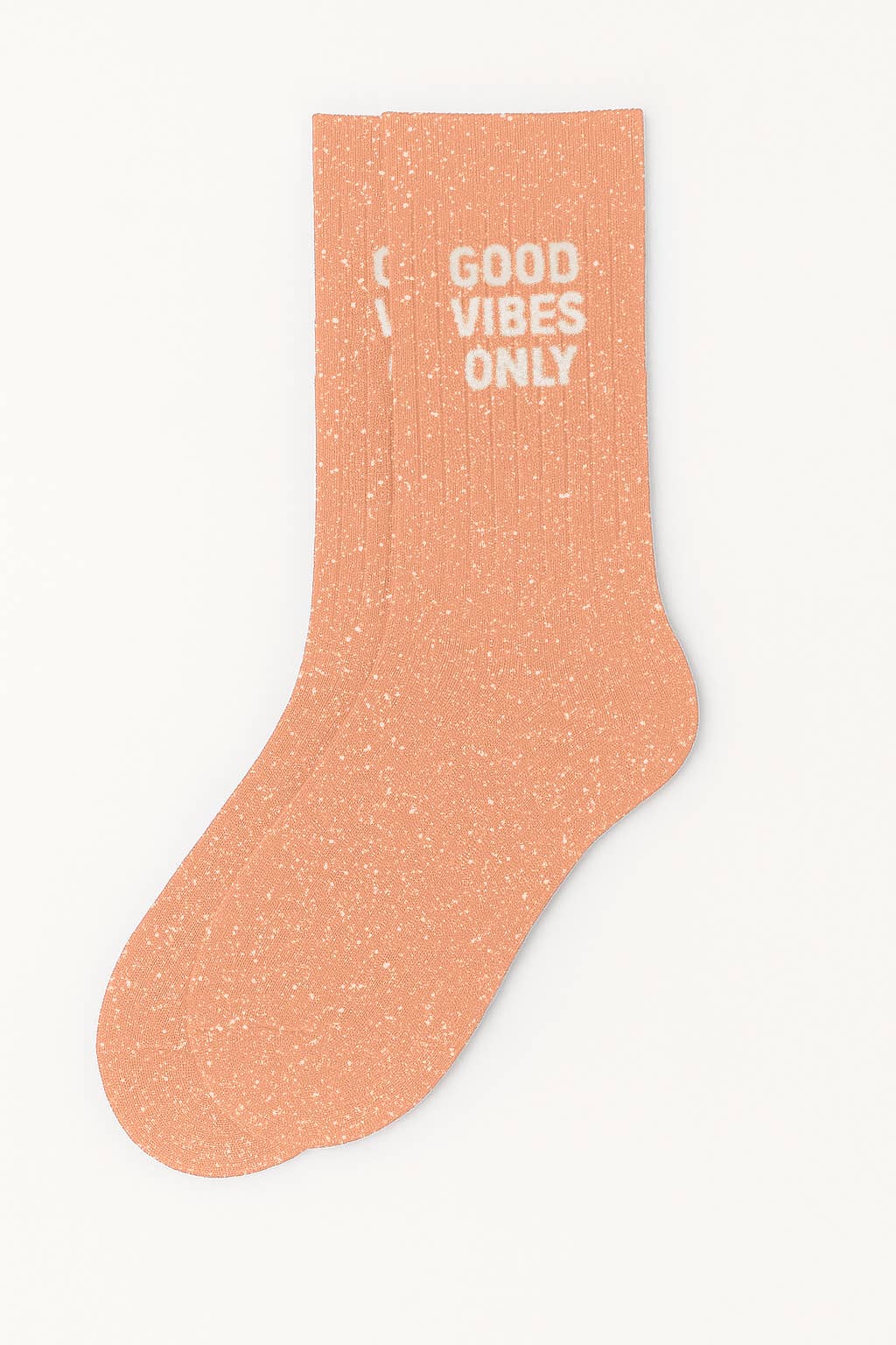 Chaussettes à Paillettes à Message "Good Vibes Only" - Peach