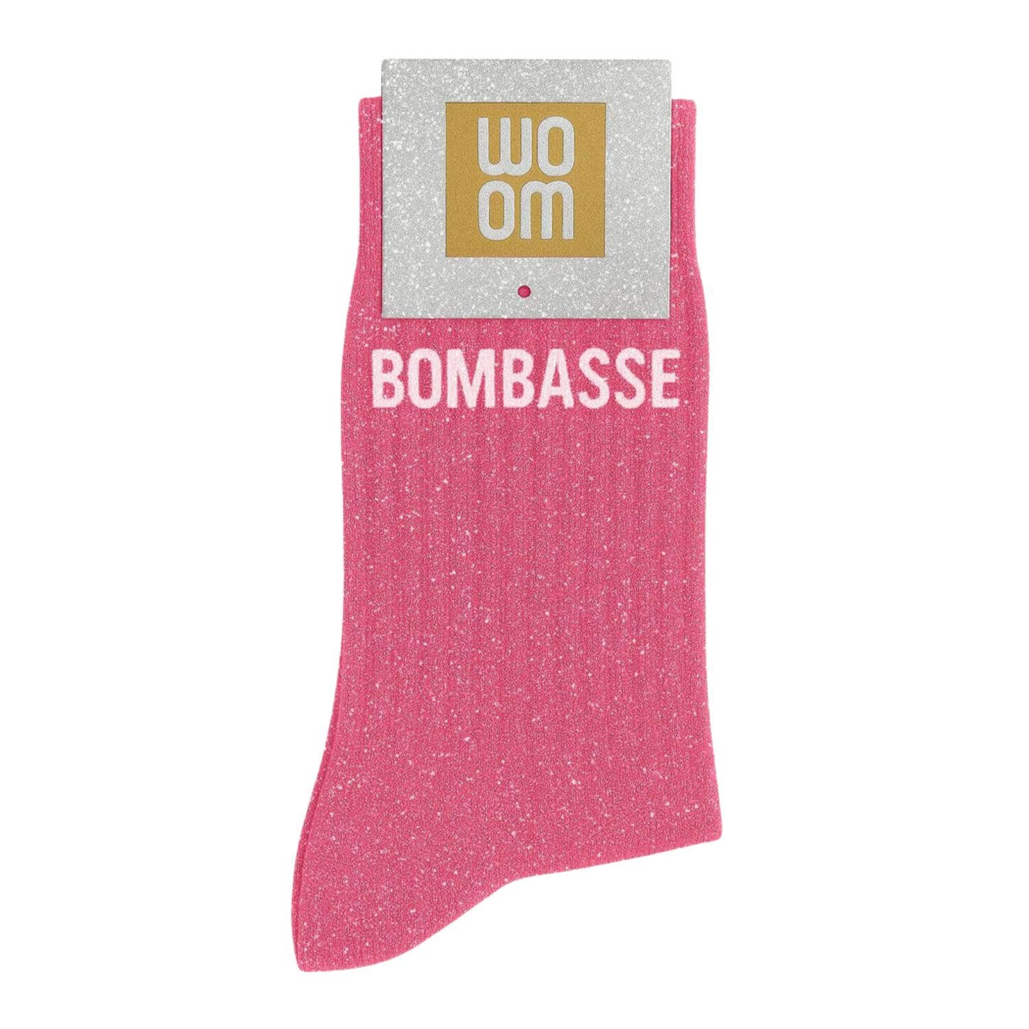 Chaussettes à Paillettes à Message "Bombasse" Rose Bubble