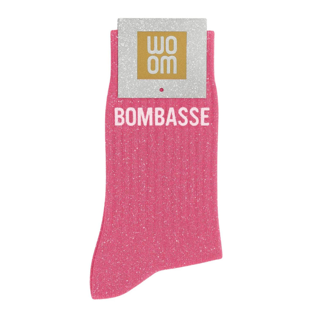 Chaussettes à Paillettes à Message "Bombasse" Rose Bubble