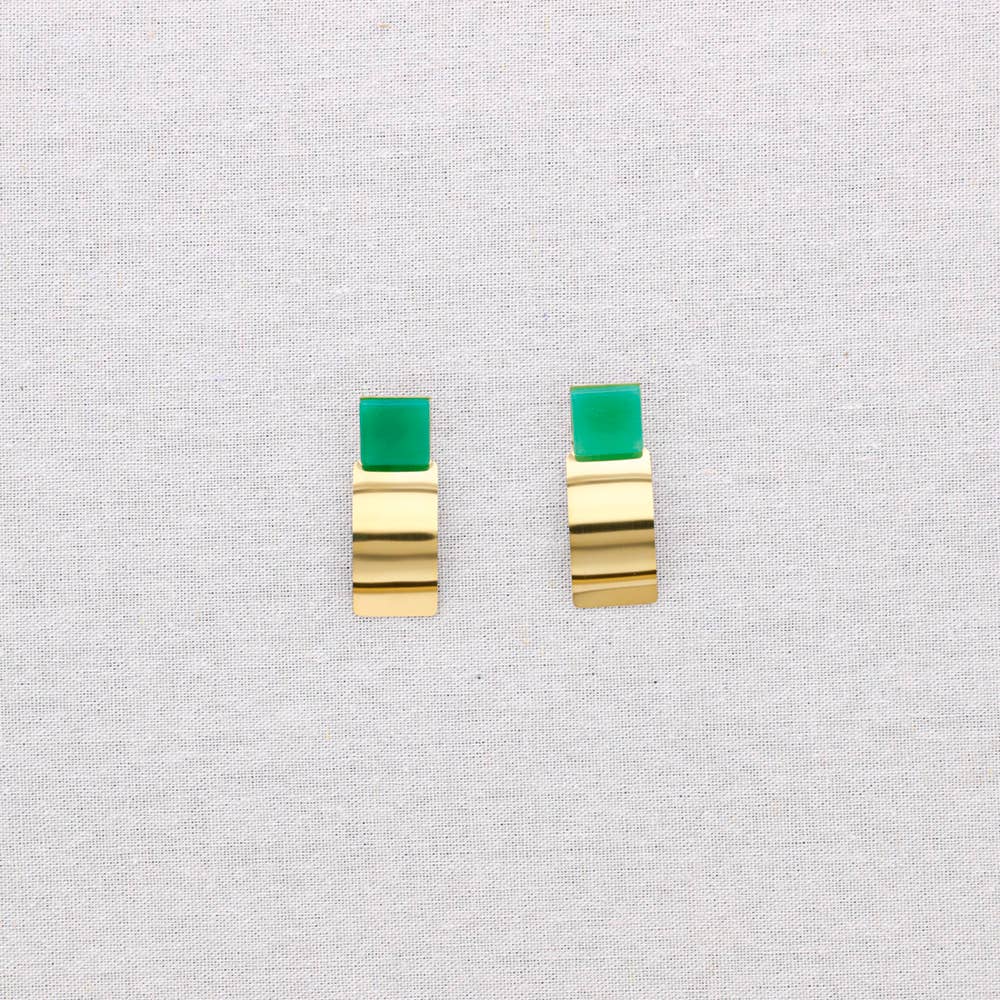 Boucles d'oreilles géométriques en acier: Vert olive