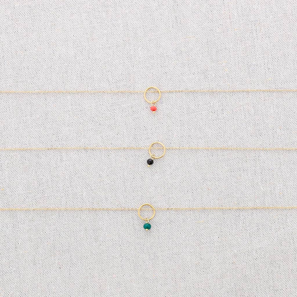 Collier Ras-du-cou Acier Pendentif Anneau Pierre: Noir