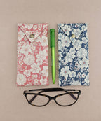 Trousse  lunette / stylo en 100 % coton : Fleur laurier