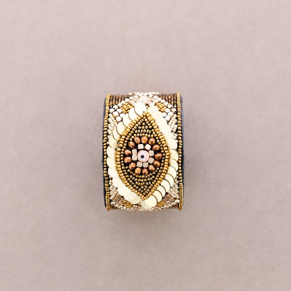 Bracelet ajustable à paillettes Turkish Eye: Noir