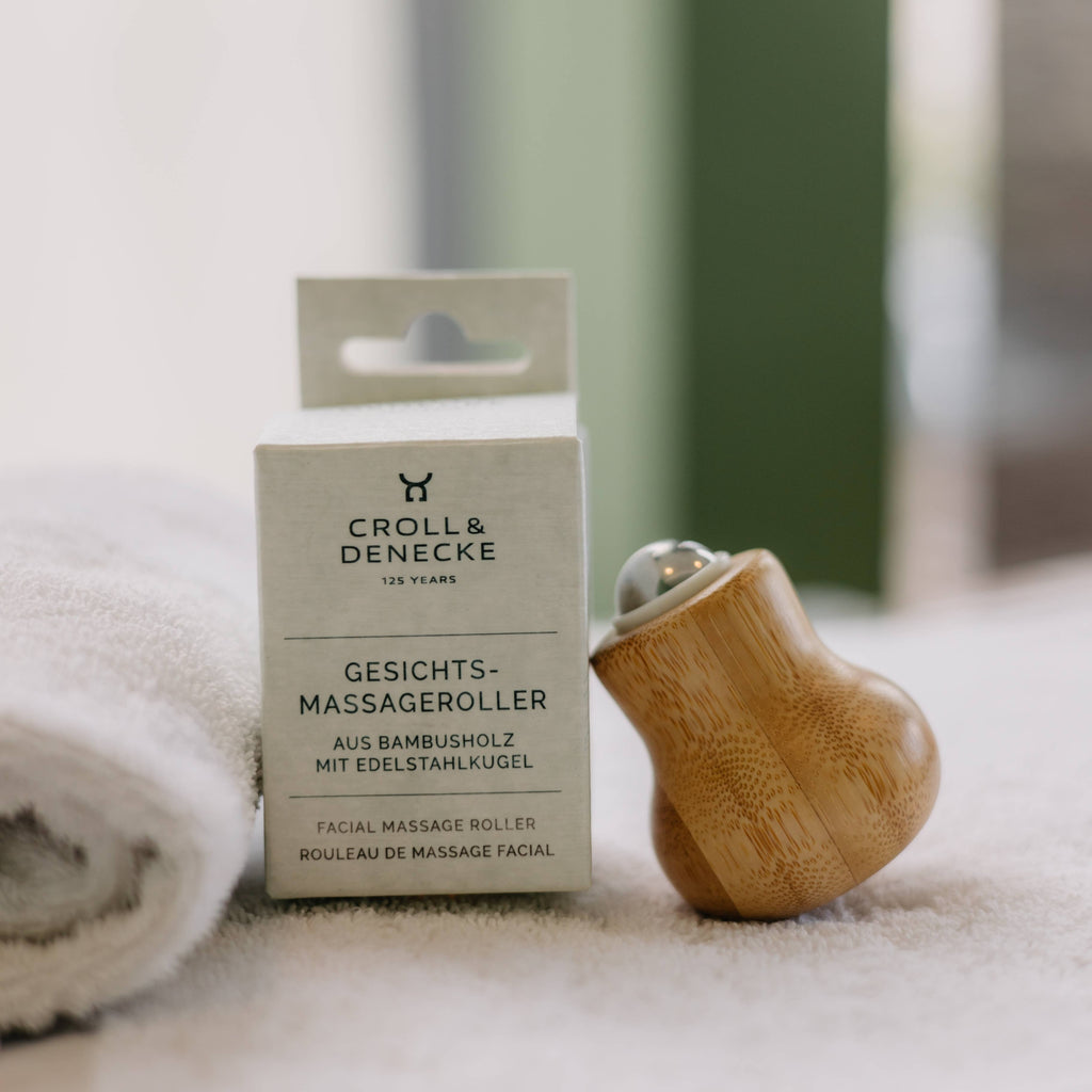 Rouleau de massage facial en bois avec boule en acier inoxydable migraine