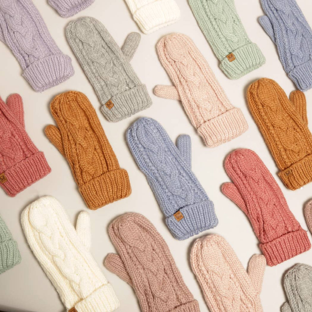 Gants d'hiver Mitaines en tricot torsadé avec doublure polaire: ROUGIR / Taille unique