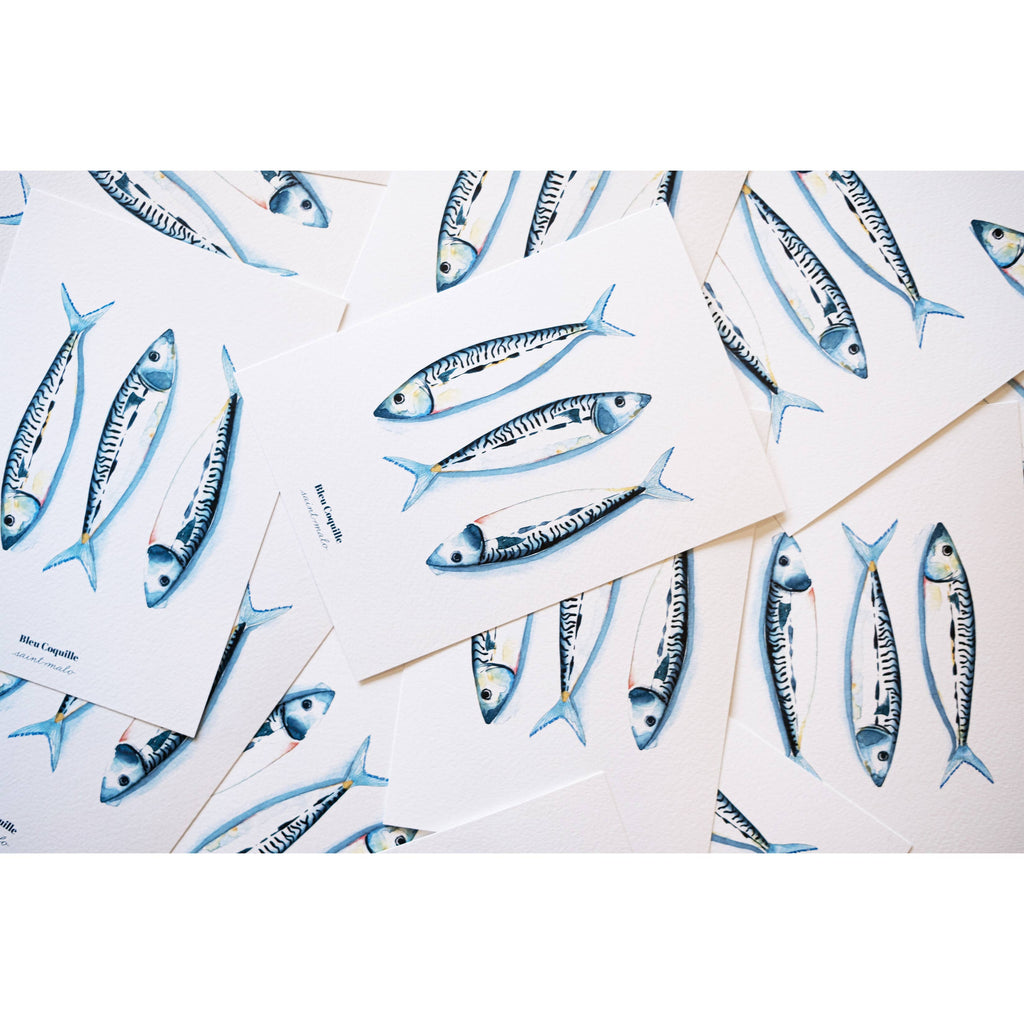 Papeterie Affiche Illustration Déco -  Les Maquereaux: 14.8 x 21 cm