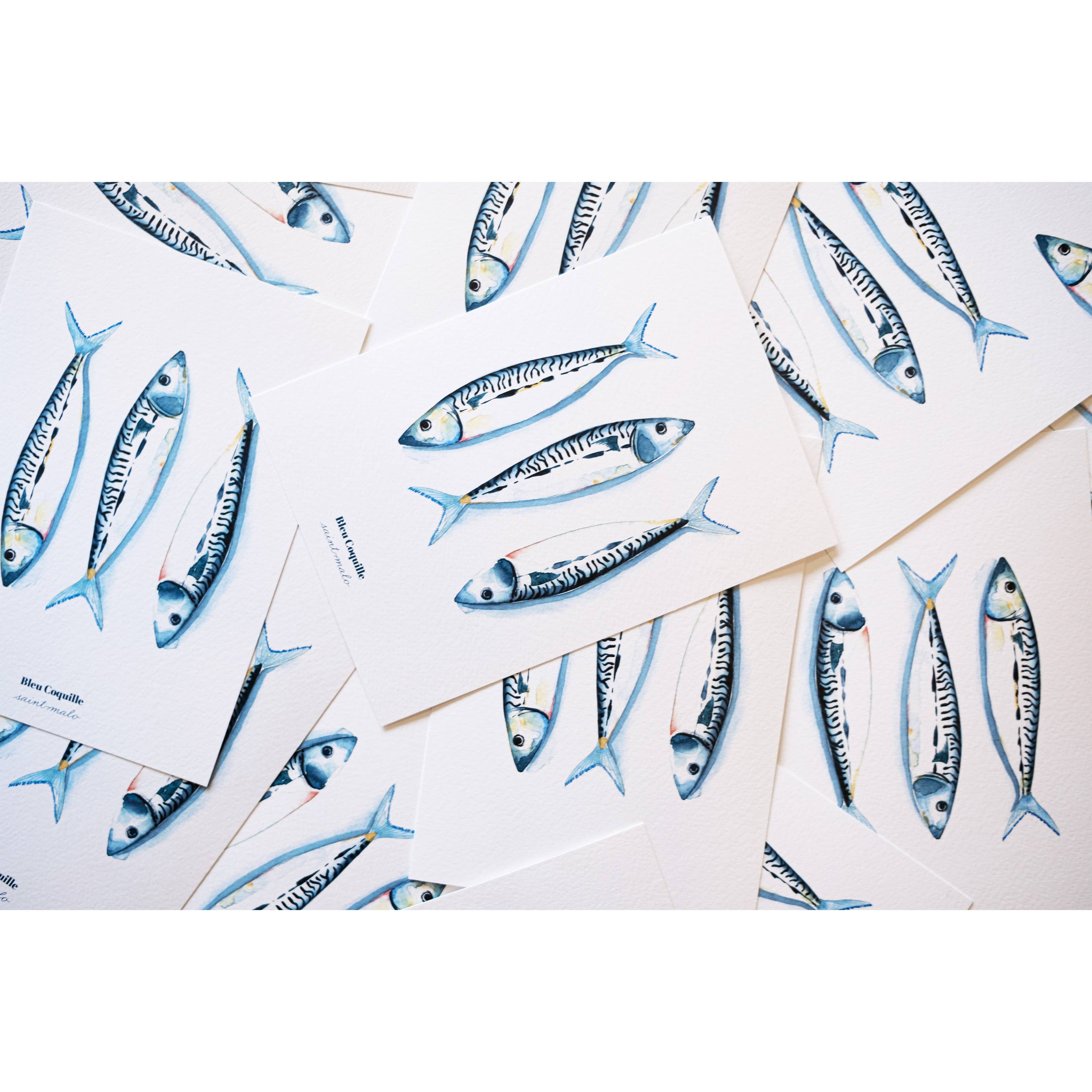 Papeterie Affiche Illustration Déco -  Les Maquereaux: 14.8 x 21 cm