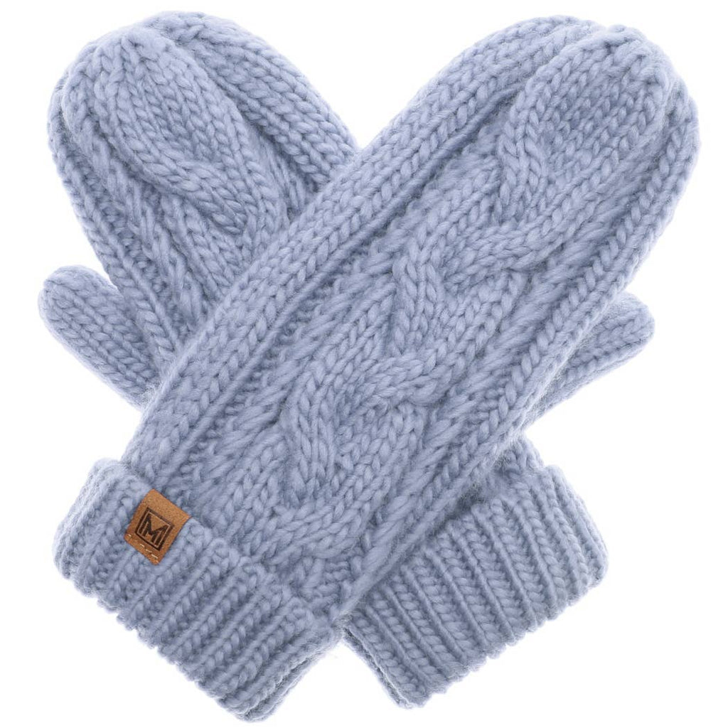 Gants d'hiver Mitaines en tricot torsadé avec doublure polaire: IVOIRE / Taille unique