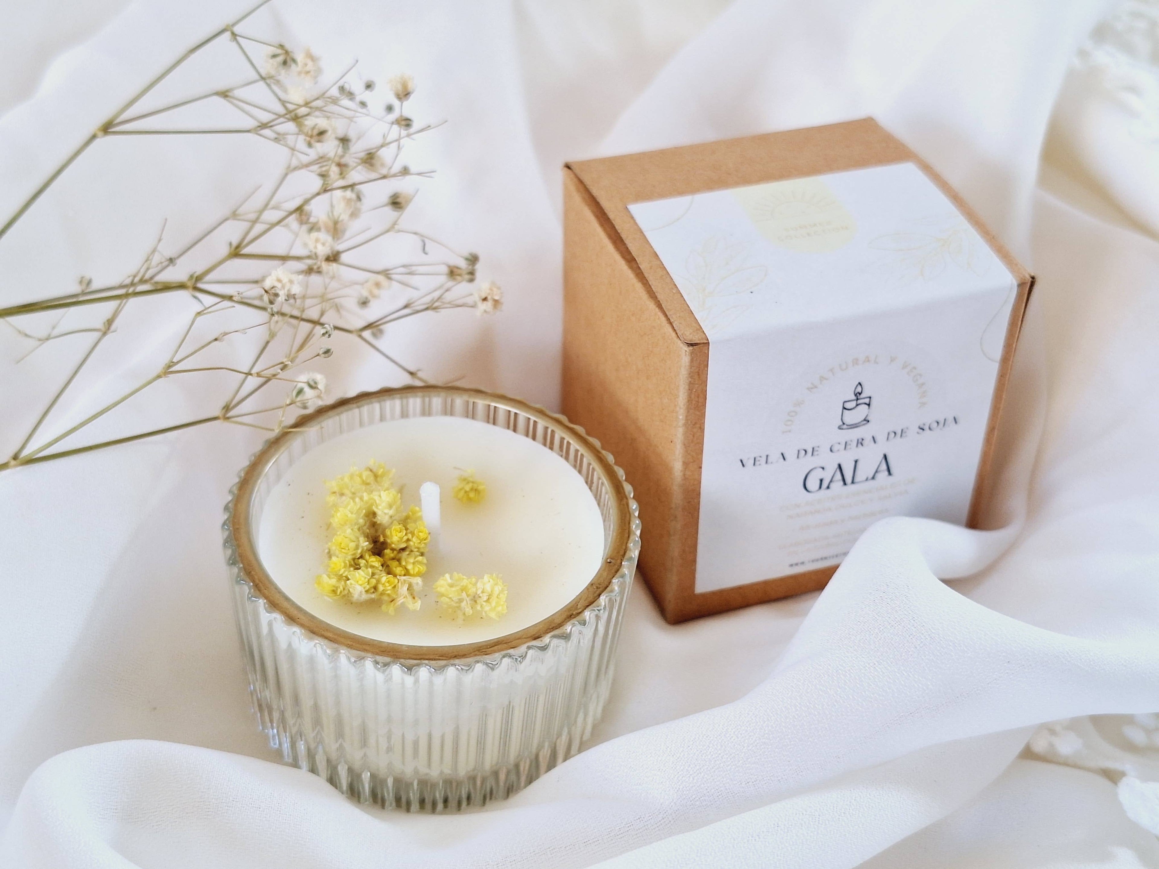 Bougie de soja dans un bocal en verre (mini) orange douce et sauge: Français