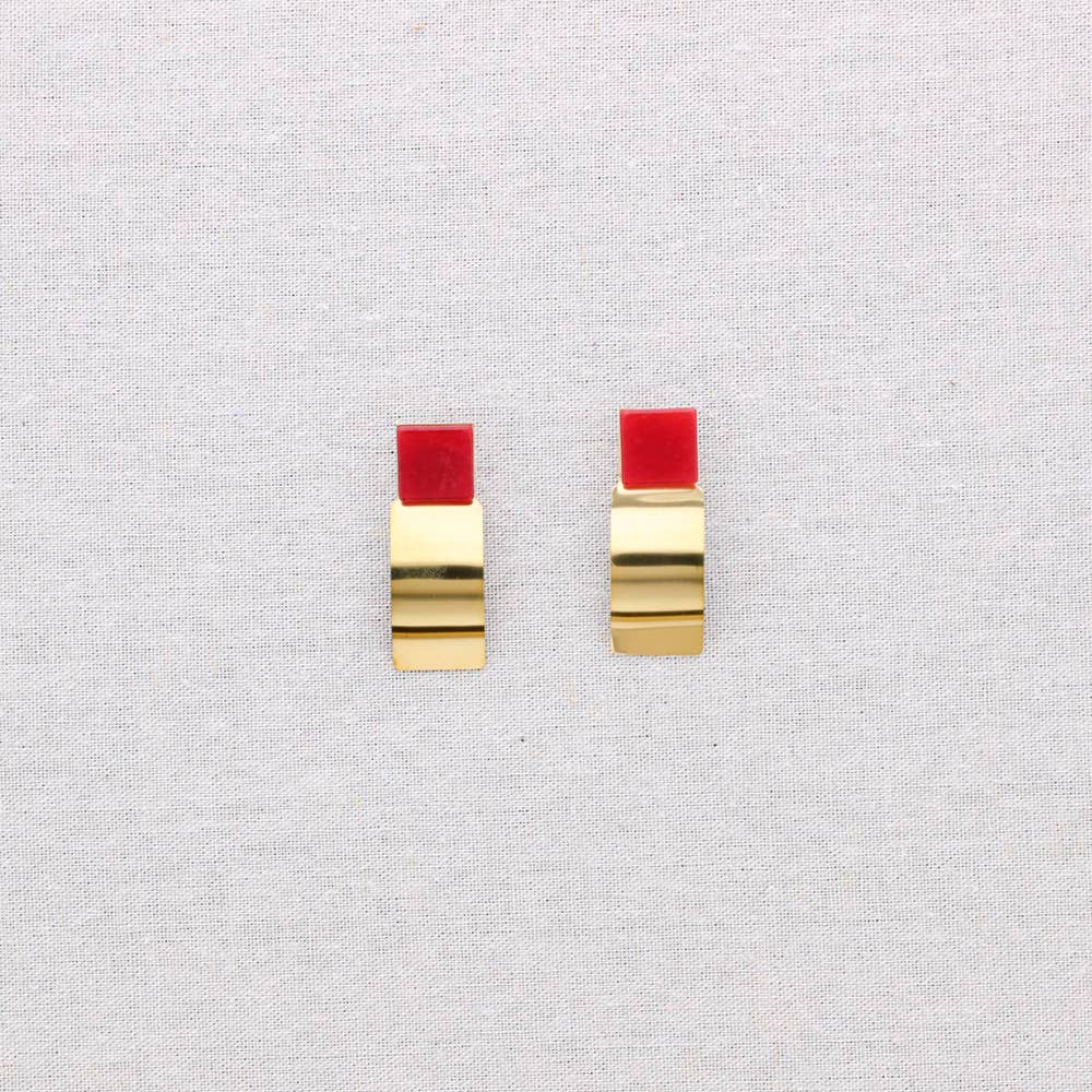 Boucles d'oreilles géométriques en acier: Vert olive