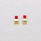 Boucles d'oreilles géométriques en acier: Vert olive