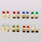 Boucles d'oreilles géométriques en acier: Vert olive