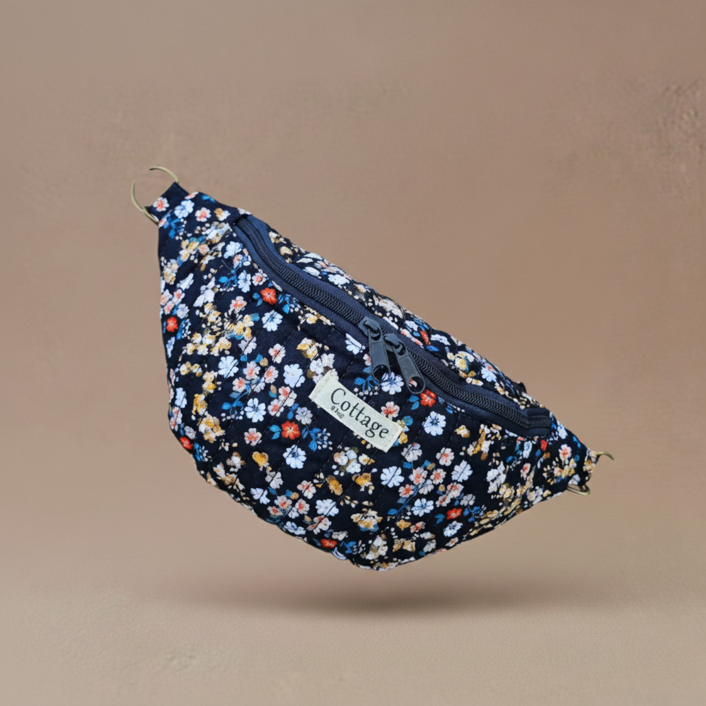 Banane  100 % coton   : Léo fleuri marron 2 curseurs