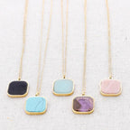 Collier en acier avec pendentif en pierre: Turquoise