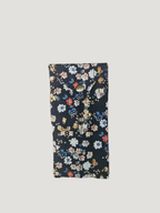 Trousse  lunette / stylo en 100 % coton : Fleur rouge marine