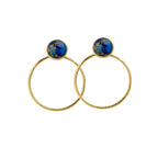 Boucle d'oreille créole plaquée or tendance en apatite et jade de Mohave