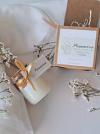 Bougie en cire de soja dans un bocal en verre ylang-ylang et jasmin: Français / Avec boîte