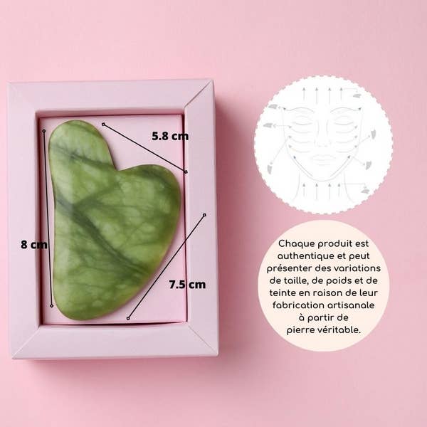 Pierre de massage en jade vert - Gua Sha masseur facial