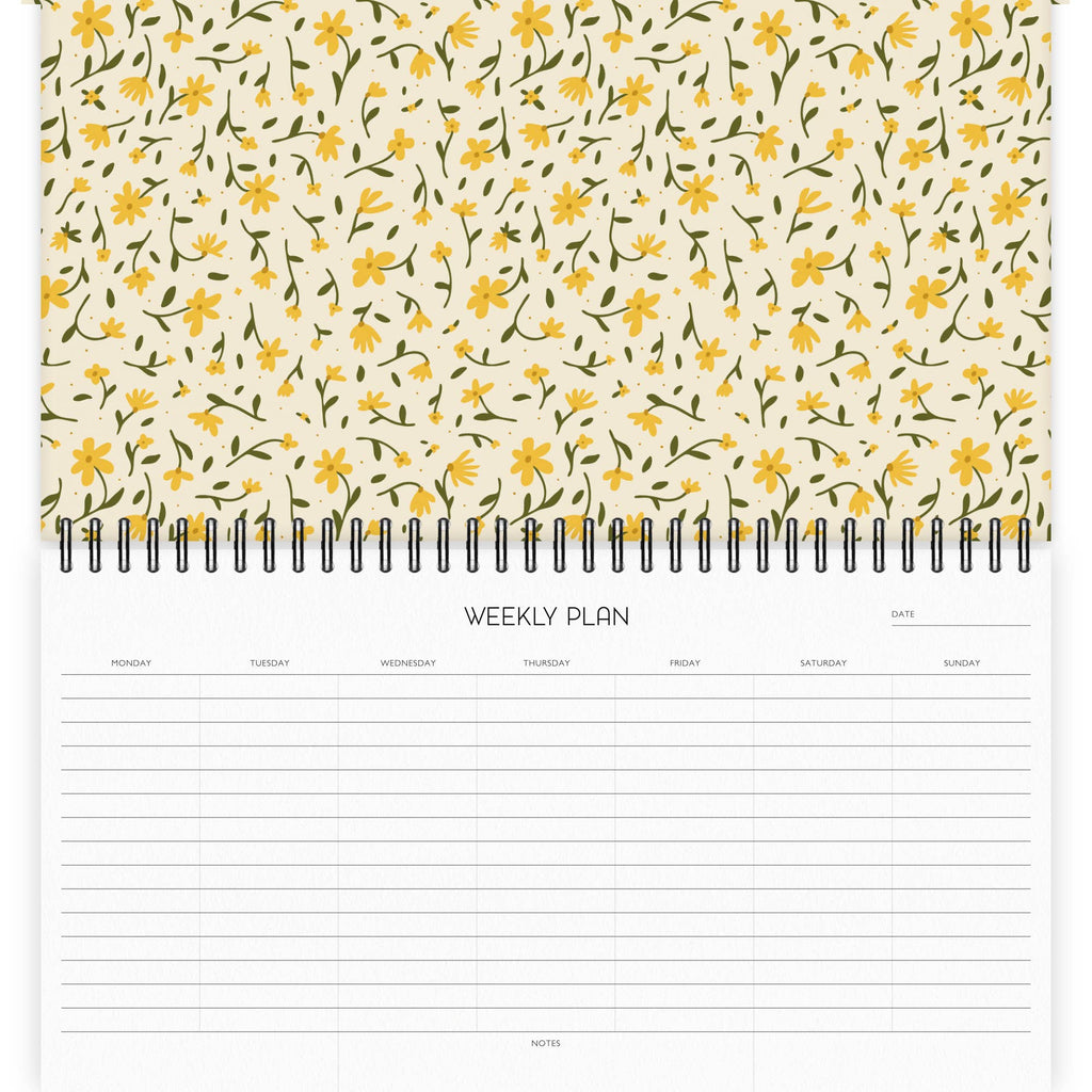 Agenda hebdomadaire A4 à motif floral bohème n° 1