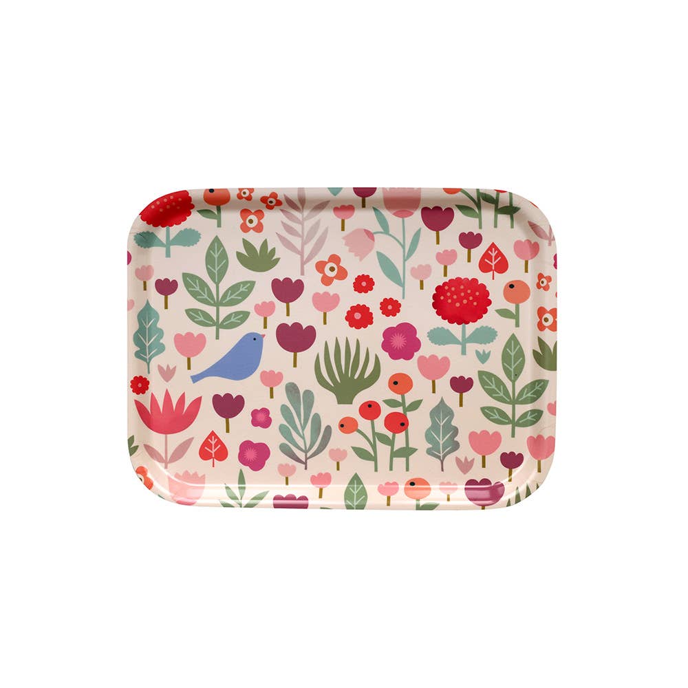 Plateau rectangulaire en bouleau motif jardin partagé