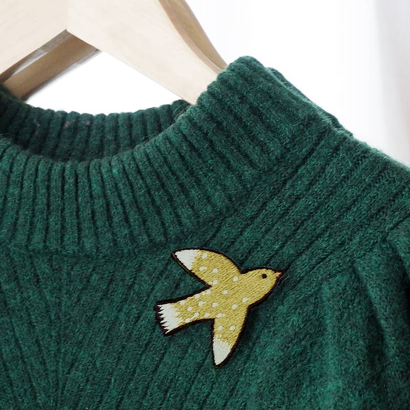 Patch brodé thermocollant motif Oiseau bronze