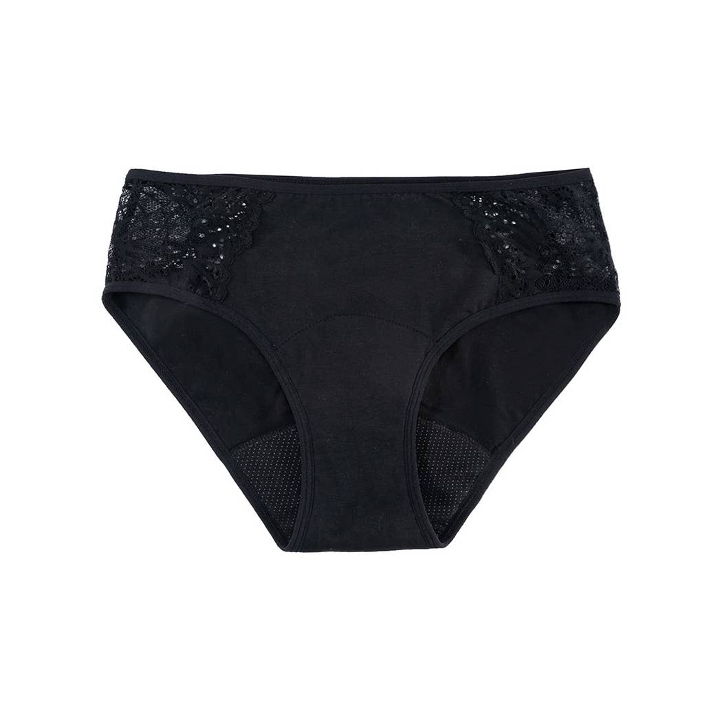 culotte taille moyenne en coton: Noir / XS