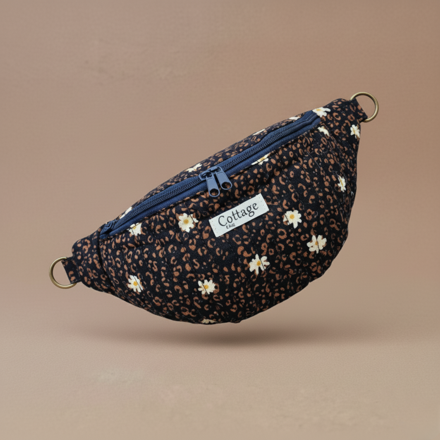 Banane  100 % coton   : Léo fleuri marron 2 curseurs