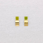 Boucles d'oreilles géométriques en acier: Vert olive