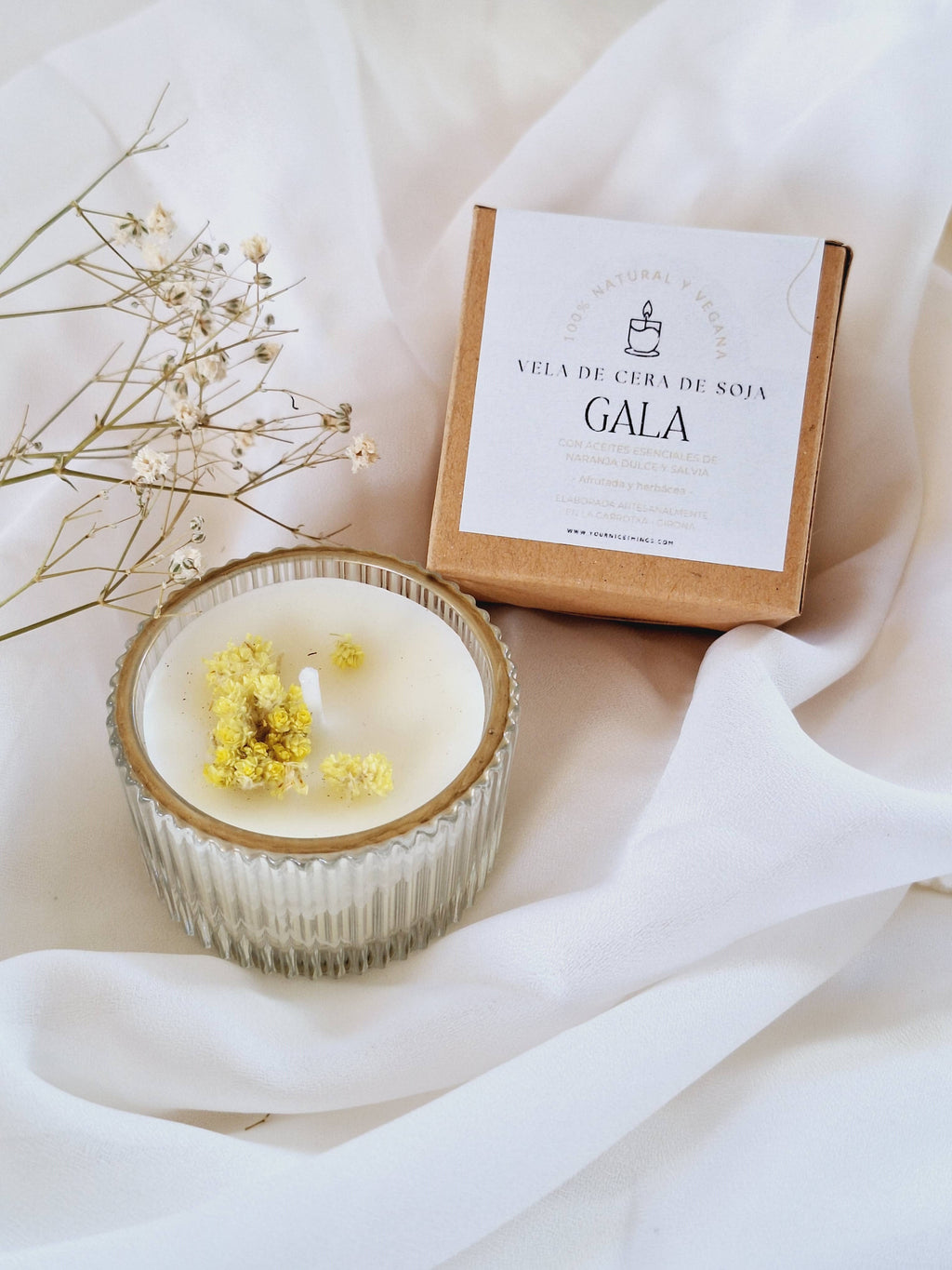 Bougie de soja dans un bocal en verre (mini) orange douce et sauge: Français