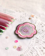 Patch brodé thermocollant motif Fleur Pop rose