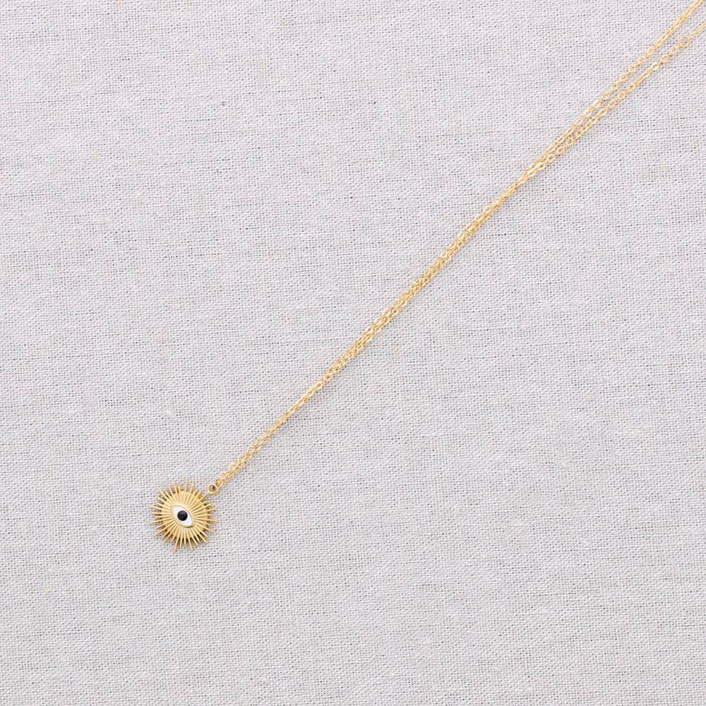 Collier Acier Pendentif Soleil Œil Turc: Bleu