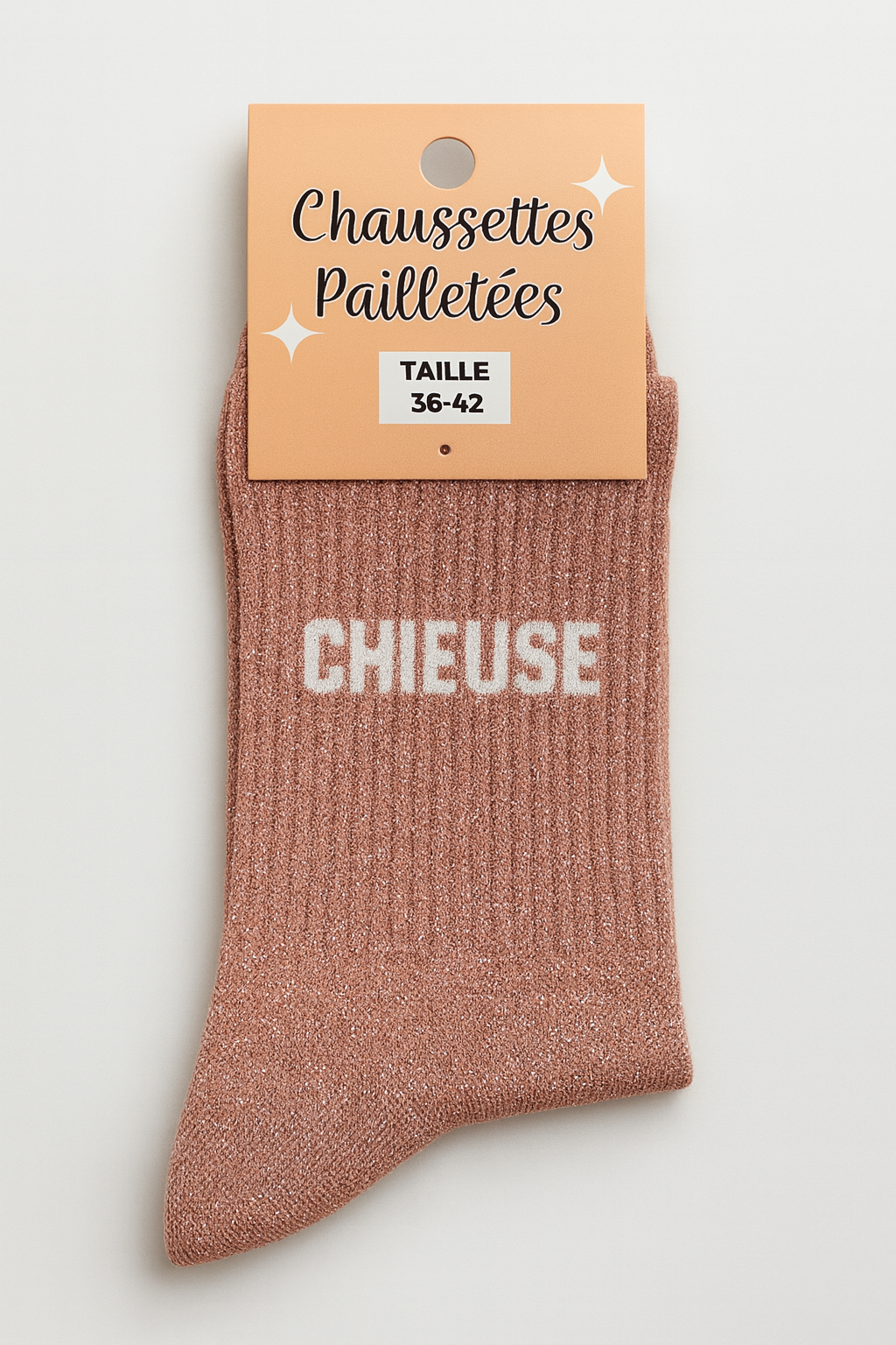 Chaussettes à paillettes CHIEUSE cadeau femme fille Noël