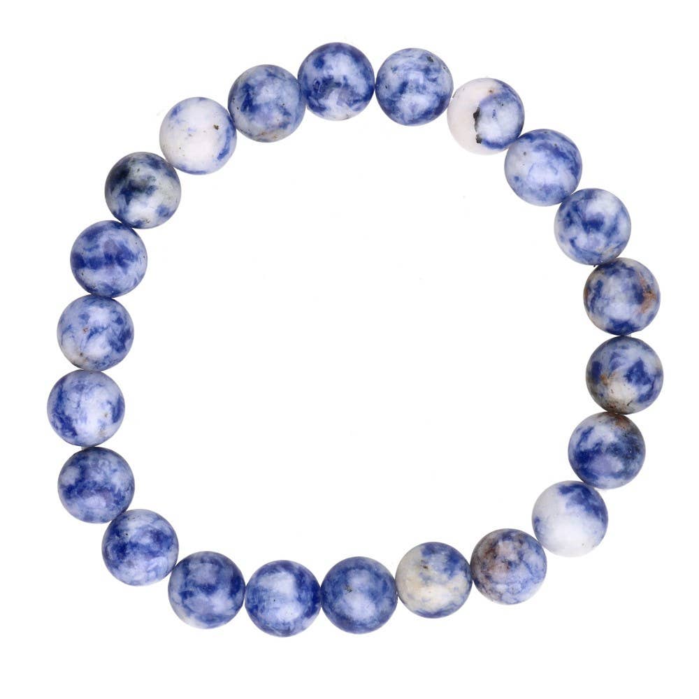 Bracelet en Jaspe Tacheté Bleu 8mm