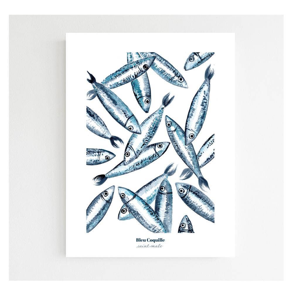 Papeterie Affiche Illustration Déco - Les Sardines 🐟: 14.8 x 21 cm