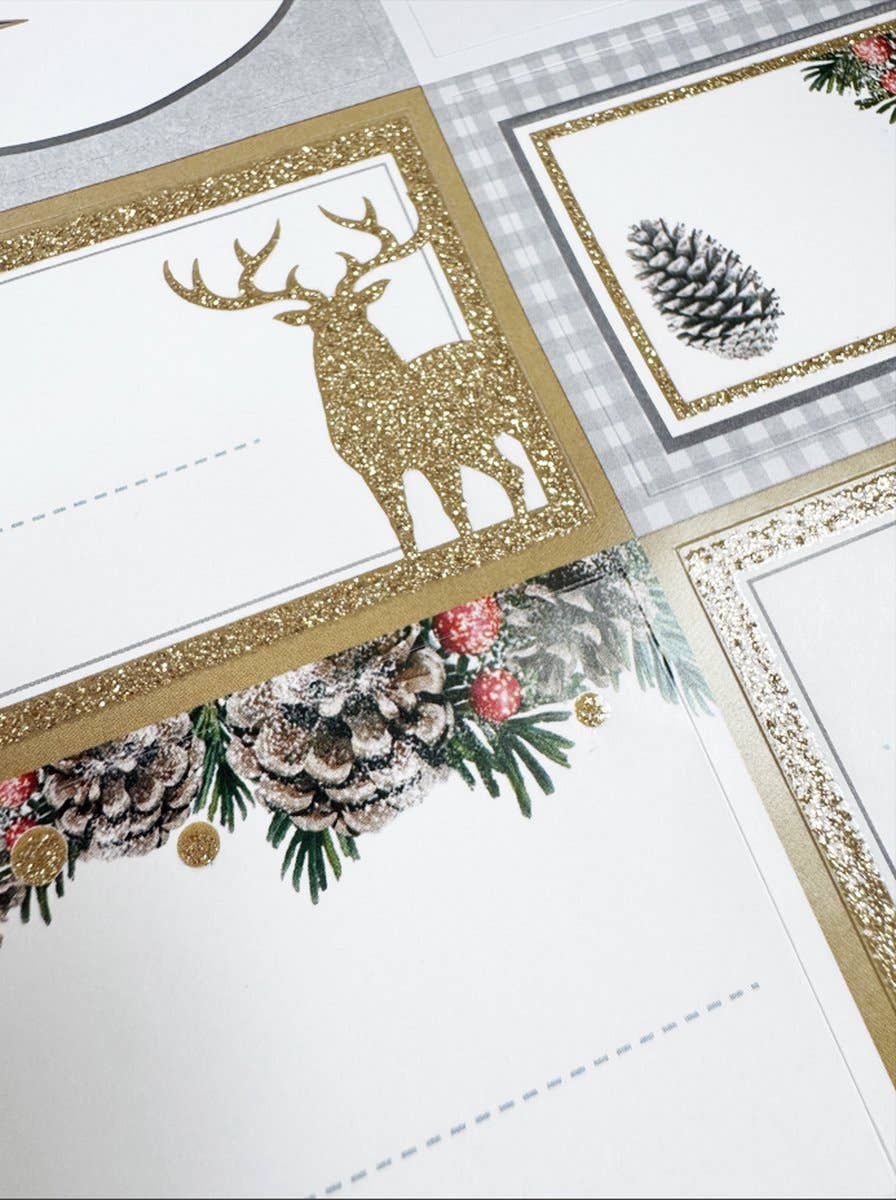 Autocollants de nom Noël avec paillettes dorées