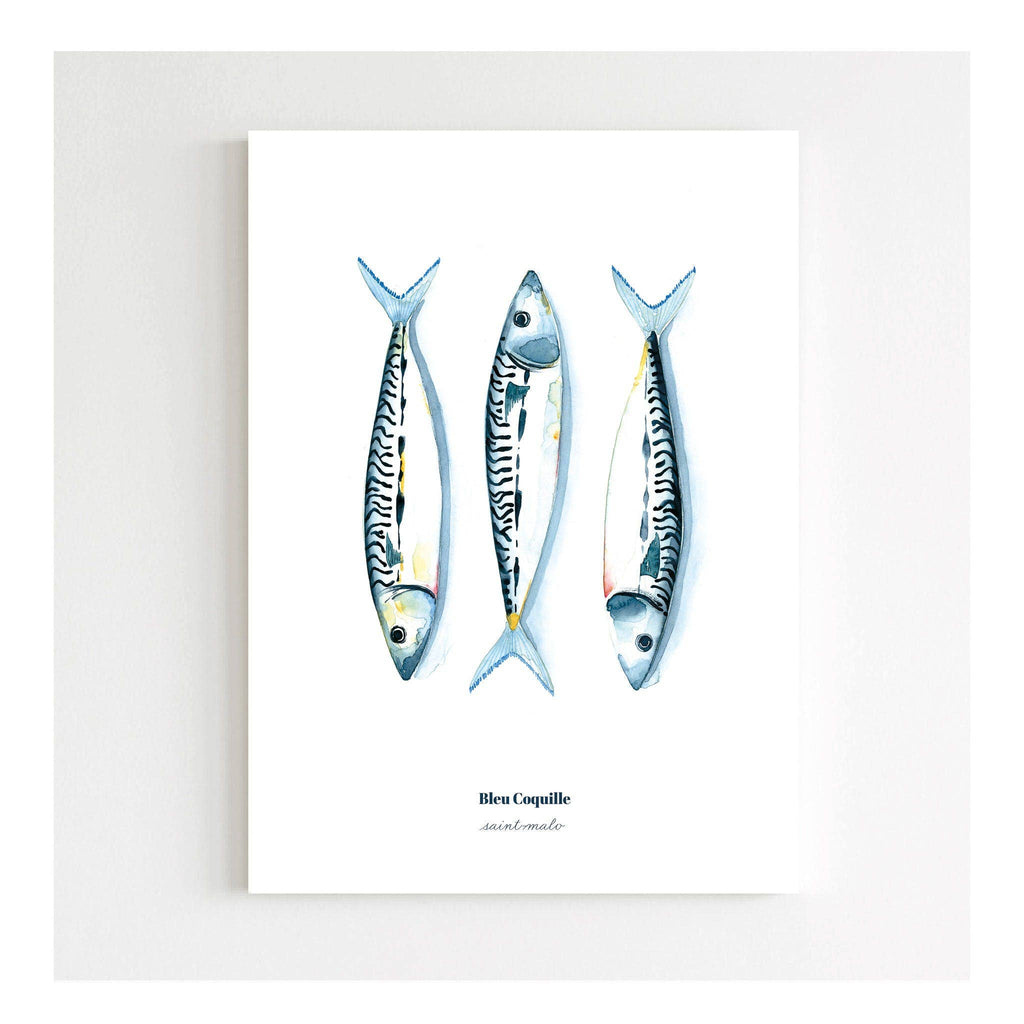 Papeterie Affiche Illustration Déco -  Les Maquereaux: 14.8 x 21 cm