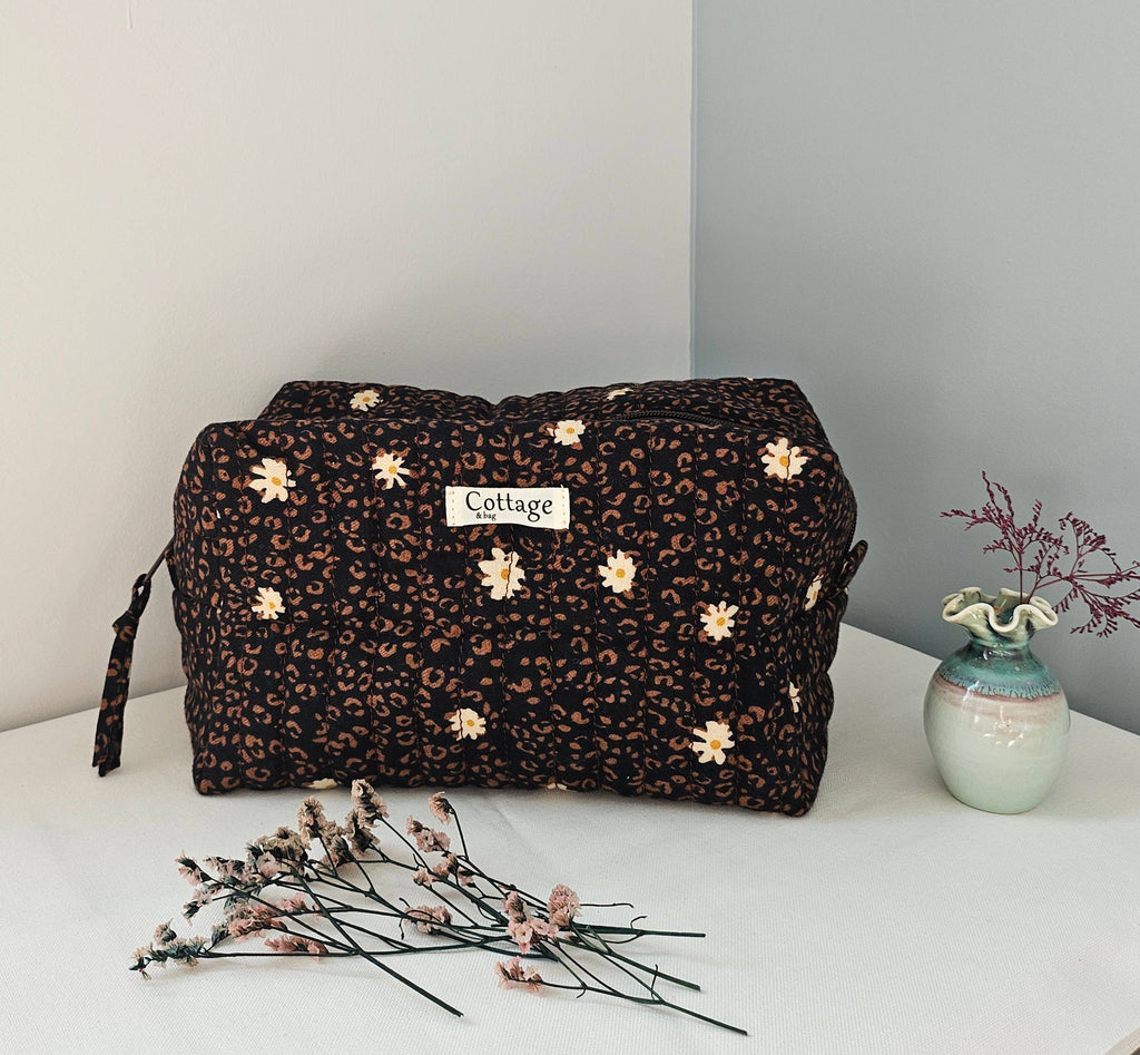 Trousse maquillage cube 100 % coton  : Espace vert