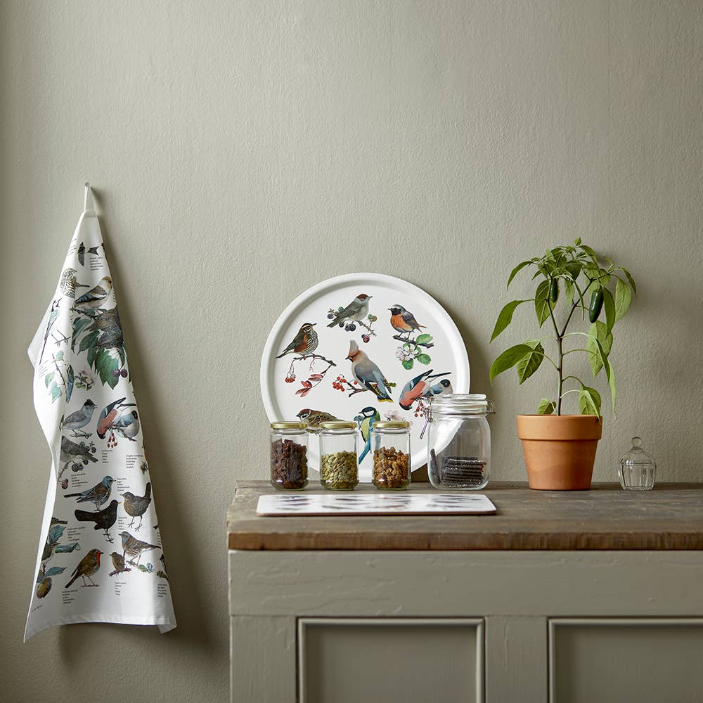 Torchon 100 % coton biologique Garden Birds - Fabriqué en Europe