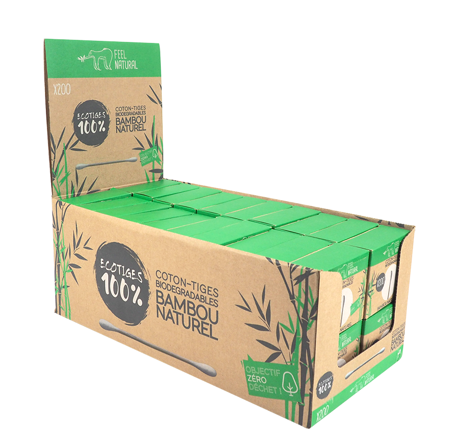 Boîte de 200 cotons-tiges en bambou naturel