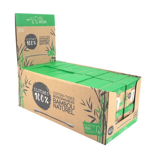 Boîte de 100 cotons-tiges en bambou naturel