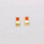 Boucles d'oreilles géométriques en acier: Vert olive