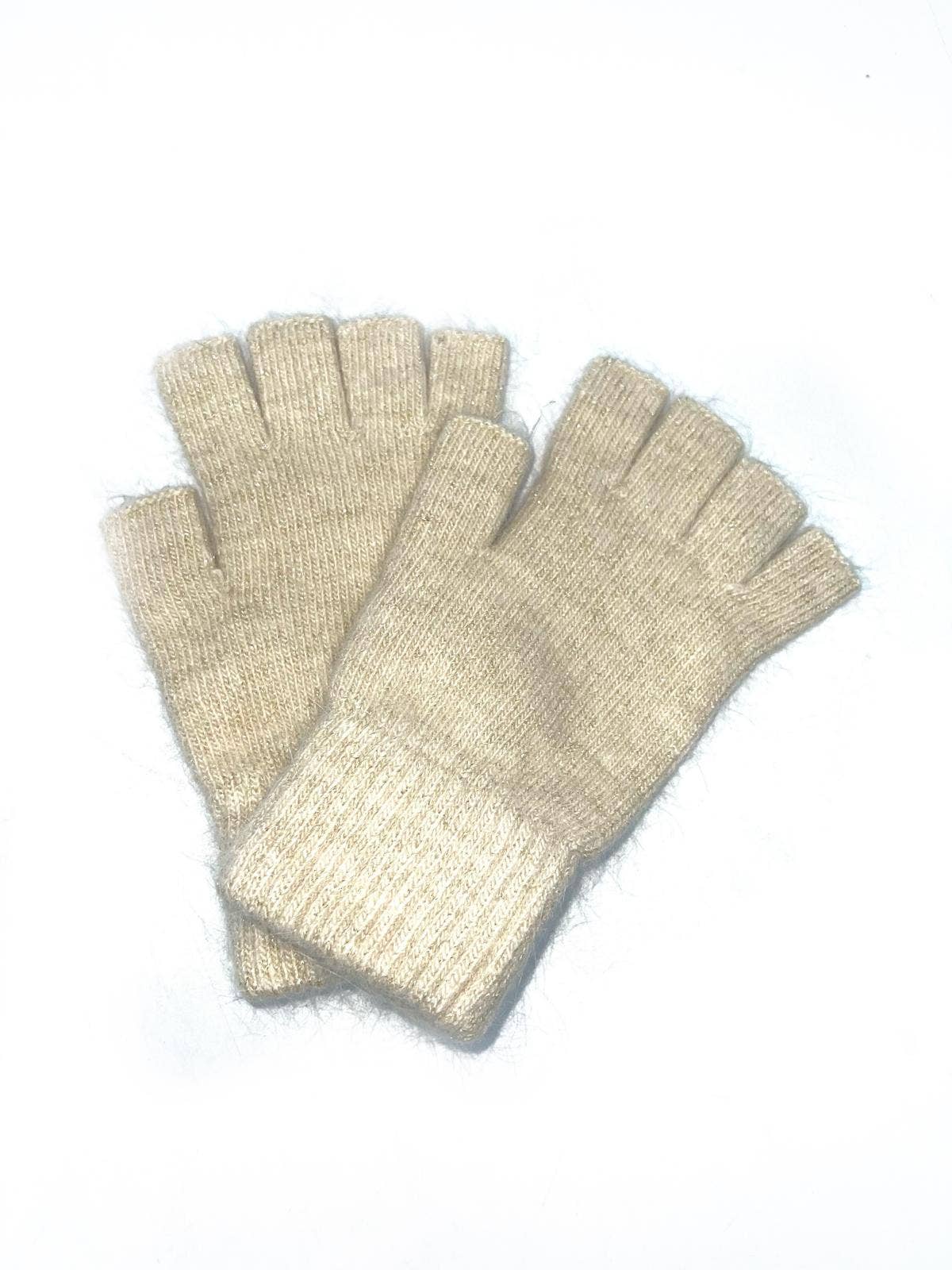 ST-3019 Mitaine uni lurex en laine d'angora mélangé: Noir