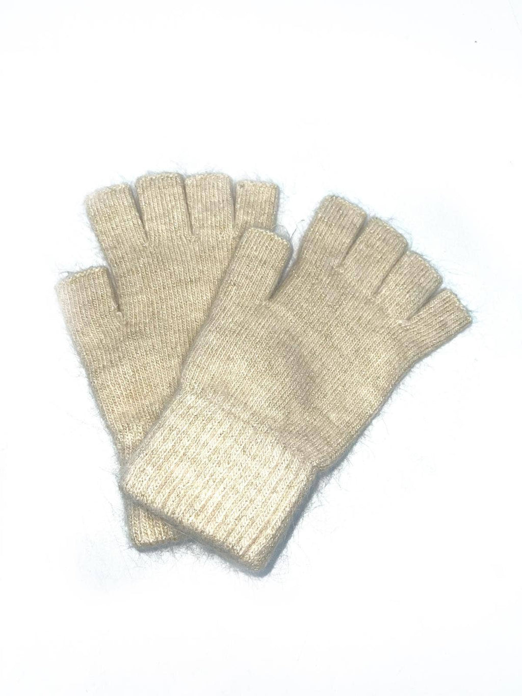 ST-3019 Mitaine uni lurex en laine d'angora mélangé: Gris