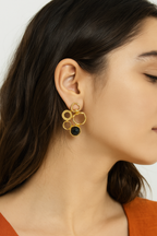 Boucles d'oreilles en onyx noir fait main plaquées or.