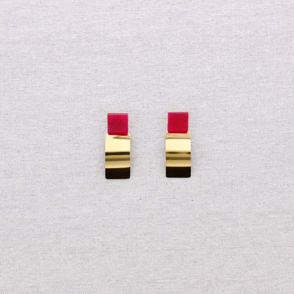 Boucles d'oreilles géométriques en acier: Vert olive