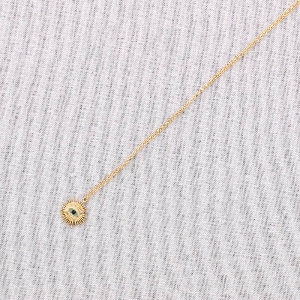 Collier Acier Pendentif Soleil Œil Turc: Bleu