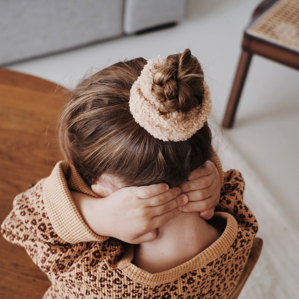 Lot de 2 chouchou sherpa: Camel & Beige